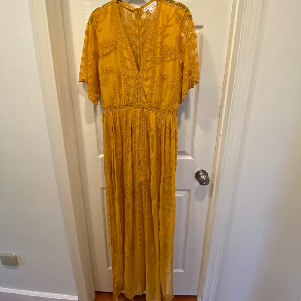 Mustard yellow lace dress